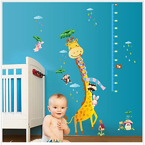 Decal dán tường thước đo chiều cao Hươu cao cổ số 2 AmyShop DTD017 (140 x 118cm)