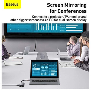 Hub chuyển đổi đa năng 8 trong 1 Baseus CAHUB-CV0G ( Type-C to HDMI/ USB3.0/ LAN / SD Card Reader/ Type C PD 100W, Multifunctional HUB) - HÀNG CHÍNH HÃNG