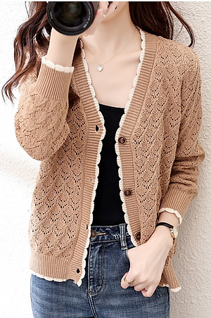 Áo khoác nữ, áo cardigan len phối ren xinh xắn K02