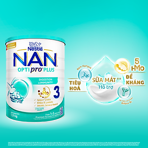 Sữa bột Nestlé NAN OPTIPRO PLUS 3 1500g/lon với 5HMO (1-2 tuổi)