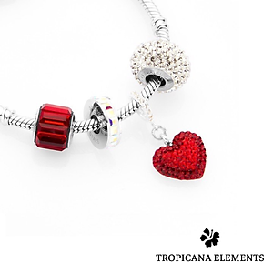 Vòng Tay Tropicana Phối Charm Swarovski Trái Tim Rực Lửa II