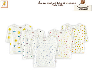 Combo 5 áo sơ sinh tay dài cài lệch đủ màu cho bé