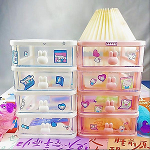 Kệ Đựng Mỹ Phẩm Thỏ Nhiều Tầng Có Sticker Dễ Thương