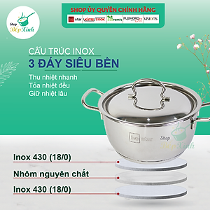 Bộ Nồi Xửng Hấp Quánh Chảo Caro Inox 430 Bếp Từ 3 Đáy 5 Món Fivestar