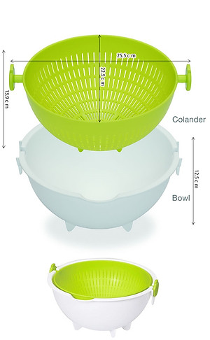 Bộ thau rổ nhựa xoay 2 lớp làm ráo nước - Hàng nội địa Nhật Bản 