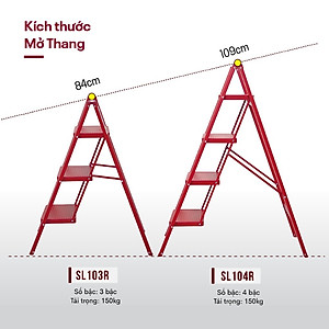 Thang ghế chữ A gấp gọn 3- 4 bậc bản to an toàn FUJIHOME nhập khẩu đa năng xếp gọn chính hãng thép Cacbon chống gỉ bền