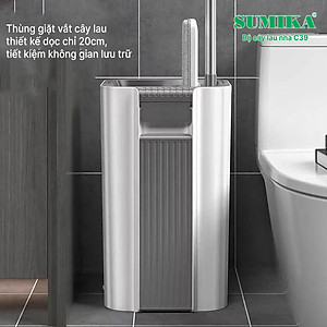 Bộ cây lau nhà SUMIKA C39, thùng lau nhà 2 ngăn tự vắt thông minh, chổi lau sàn nhà 360 độ, 2 bông lau, 1 móc treo cây lau sàn