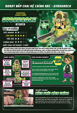 Robot Takara Tomy Nắp Chai Gyokurock Samurai (Chiến Vương Nắp Chai Bottleman BOT - 03)