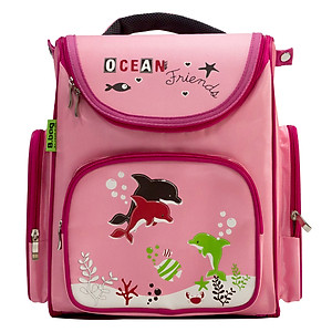 Cặp Học Sinh Chống Gù Ocean Friends B.BAG B-12-017 (28.8 x 36.5 m) - Hồng Nhạt