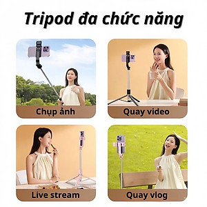 Gậy Tripod chụp ảnh tự sướng Selfie 3 chân gấp gọn 30cm, kéo dài 1M7 điều khiển từ xa có đèn Tripod chụp ảnh livestream - Hàng nhập khẩu