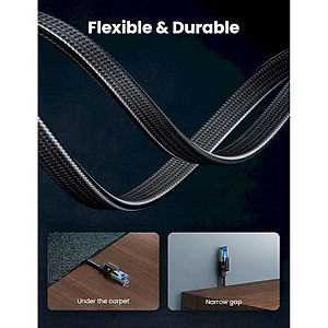 Ugreen UG40172NW190TK 3m 40Gbps 2000mhz dây dẹt Nylon Braided Màu Đen Cáp mạng Cat8 - HÀNG CHÍNH HÃNG