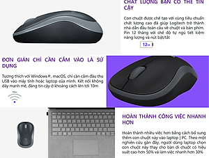 Chuột không dây Logitech M185 - Hãng chính hãng