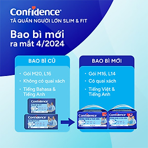 Tã quần người lớn Confidence Slim&Fit mỏng nhẹ vừa vặn size M gói 16 miếng