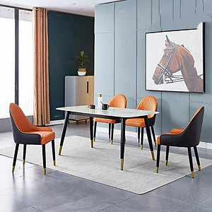Bộ bàn ăn mặt đá chống trầy xước chống thấm vân chọn kèm 4 ghế monet có tay