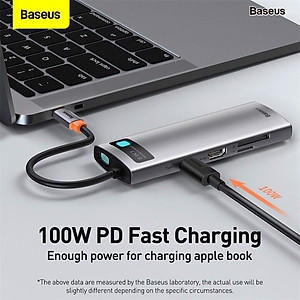 Hub chuyển đổi đa năng 8 trong 1 Baseus CAHUB-CV0G ( Type-C to HDMI/ USB3.0/ LAN / SD Card Reader/ Type C PD 100W, Multifunctional HUB) - HÀNG NHẬP KHẨU