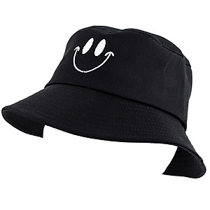 Mũ bucket tai bèo nam nữ thêu icon mặt cười độc đáo, chất vải kaki 2 lớp chống nóng tốt - Hạnh Dương