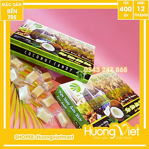 Đặc Sản Bến Tre - Kẹo Dừa Nguyên Chất Sữa Béo Ít Đường Du Thảo 400G, Kẹo Dừa Bến Tre, Kẹo Dừa Ít Ngọt