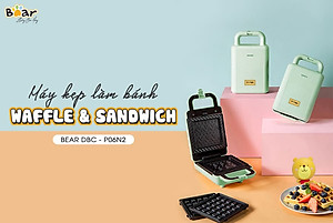 Máy Nướng Bánh Mỳ, Máy Kẹp Bánh Mỳ Sandwich-Waffle BEAR DBC-C06M1 Dung Tích 0.8 Lít, Công Suất 600 W - Hàng Chính Hãng