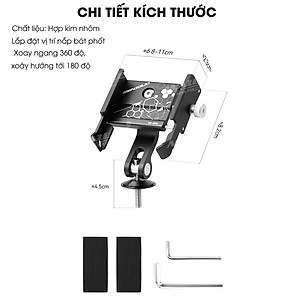 Giá đỡ điện thoại xe đạp, xoay 360 độ BN-2955 gắn nắp bát phốt/ pô tăng, vị trí cổ trụ tiết kiệm không gian, hợp kim nhôm cho xe đạp