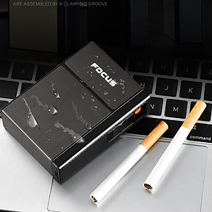 Vỏ Hột Quẹt Bật Lửa Sạc Điện USB Kiêm Hộp Đựng 20 Điếu Focus YH035A Nhỏ Gọn Đẹp Độc Lạ