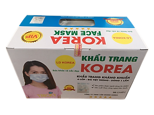 Combo 4 hộp khẩu trang y tế korea, bốn lớp (tương đương 200 chiếc)