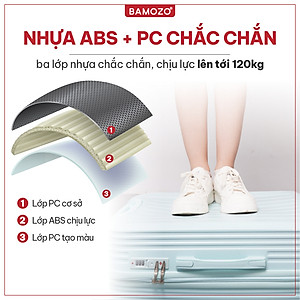 Vali du lịch BAMOZO cao cấp 8812 vali kéo nhựa được bảo hành 5 năm