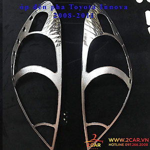 Ốp viền đèn pha, hậu xe Toyota Innova 2009-2011 mạ crom cao cấp, sáng bóng