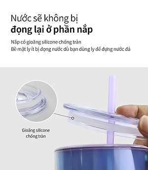 Ly nhựa 2 lớp Lock&Lock HAP507 750ml - Hàng chính hãng, có ống hút, có nắp đậy - Tặng kèm cọ rửa