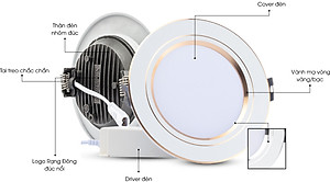 Đèn LED âm trần Downlight Rạng Đông Model: AT10 90/10W  lỗ khoét 90mm, công suất 8W, 10W chất lượng ánh sáng cao tăng khả năng nhận diện màu sắc - Hàng chính hãng.