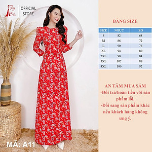Áo dài cách tân hoa nhí nữ thiết kế cổ tròn tay bồng đẹp may sẵn A11 Thúy Kiều mềm mại co giãn
