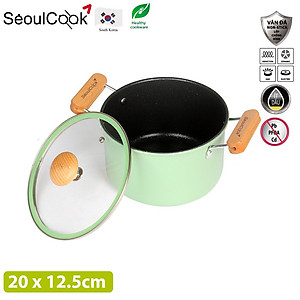 Nồi 20cm đáy từ / Induction cao cấp Hàn Quốc, chống dính vân đá an toàn cho sức khỏe, dùng được tất cả các loại bếp – Hàng chính hãng