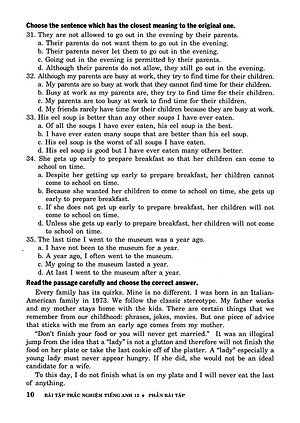 Sách Bài Tập Trắc Nghiệm Tiếng Anh 12 (Không Đáp Án)