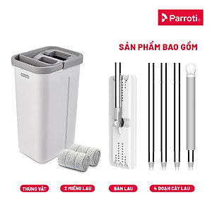Bộ cây lau nhà tự vắt thông minh, chổi lau nhà 360 độ, lau sạch khô nhanh - Parroti Pro PR01