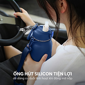 Bình giữ nhiệt inox 316 Elmich EL8331 1L, Hàng chính hãng, kèm ống hút silicone, chống tràn -JoyMall