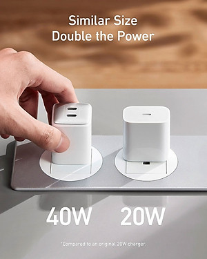 Sạc ANKER 521 Nano Pro 40W 2 Cổng USB-C PiQ 3.0 tương thích PD - A2038