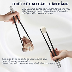 Đũa nhựa PPS sợi thủy tinh DandiHome kết hợp Inox 304 DandiHome cao cấp, chống trượt, chống nấm mốc