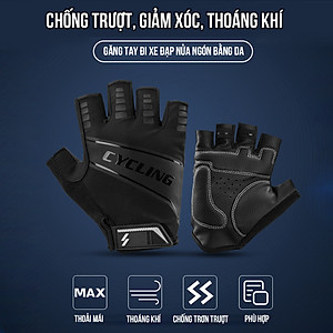 Găng Tay Bao Tay Xe Đạp Nửa Ngón Hở Chống Trơn Trượt Với Thiết Kế Thoáng Khí, Hút Mồ Hôi, Đàn Hồi Chống Sốc Cho Xe Đạp Thể Thao MTB, Địa Hình