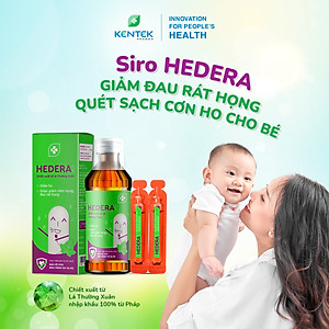 Siro ho thảo dược, chiết xuất lá thường xuân bổ phế, giảm ho dành cho trẻ em HEDERA | Kentek Pharma | Ống 10ml, Hộp 20 ống