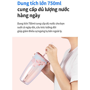 Ly nhựa 2 lớp Cherry Blossom Double wall Cold Cup LocknLock HAP522 - Kèm ống hút - Dung tích 750ml