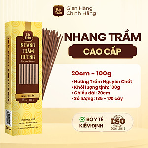 Nhang Trầm Hương 20cm Cao Cấp – Hộp Vàng 100g | Bảo Trầm – Thơm Tự Nhiên, Không Khói Gắt, An Toàn