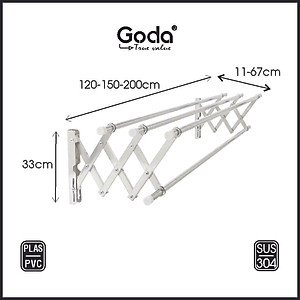 Giàn phơi xếp ống 19 inox 304 loại 1.2m loại mới (4 ống) GD-154