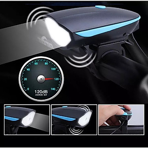Đèn xe đạp thể thao siêu sáng có còi pin sạc usb led T6 chống nước - Đèn còi xe đạp có 3 chế độ sáng còi to