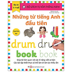 Combo Trọn Bộ 2 Cuốn: Bộ Sách Tự Xóa Thông Minh - Những Từ Tiếng Anh Đầu Tiên + Cách Nói Thời Gian Trong Tiếng Anh ( 5 -7 tuổi ) - Tặng Bút Xóa
