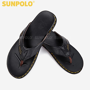 Dép Kẹp Xỏ Ngón Nam Da Bò SUNPOLO KEP201 Bền đẹp (Đen)