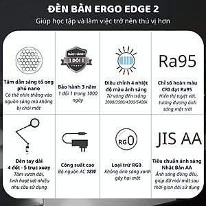 Đèn bàn học Led bảo vệ mắt Ergo Edge 2 DandiHome chống cận để học tập, làm việc, có thể kéo dài, gấp gọn - 4 chế độ sáng