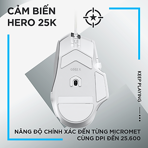 Chuột game có dây Logitech G502 X  – switch LIGHTFORCE hybrid, Cảm biến Hero 25K, 13 nút macro, tương thích Windows/Mac OS - Hàng chính hãng