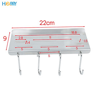 Kệ treo dao kéo Inox 304 có 4 móc treo dán tường Hobby home decor KDT