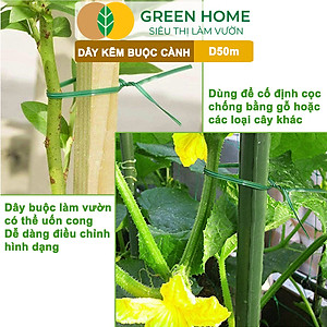 Dây Buộc Cành GreenHome, Dài 50m, Kẽm Bọc Nhựa, Tích Hợp Đầu Cắt Tiện Lợi, Cố Định Thân Cây, Làm Giàn Leo