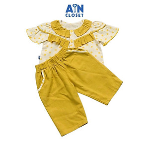 Bộ quần áo lửng bé gái họa tiết Hoa điệp vàng cara - AICDBGZPGT8L - AIN Closet
