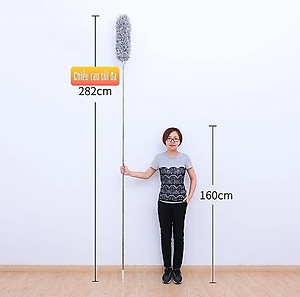 Chổi quét trần nhà KG12S gấp gọn, lau bụi, quét nhà thông minh, đa năng cán dài inox rút gọn gập được 90 độ kéo ra 3m - Hàng chính hãng